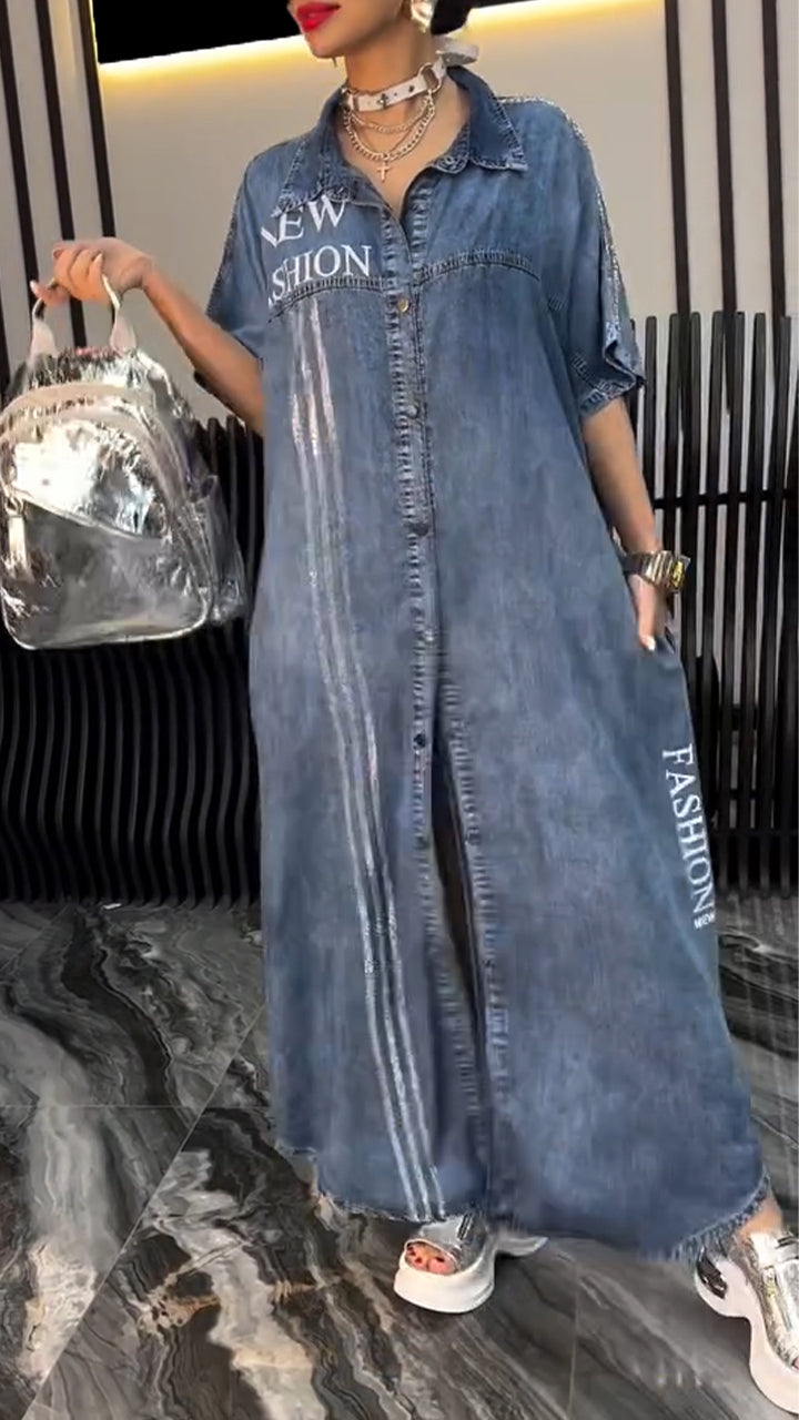 Aneta | Sukienka damska z klapami Tencel Denim Wygodna i modna