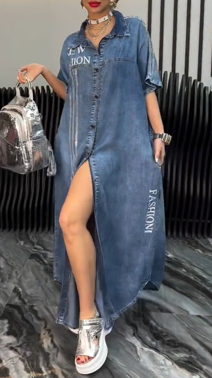 Aneta | Sukienka damska z klapami Tencel Denim Wygodna i modna