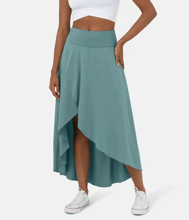 Kinga | Spódnica 2 w 1 Quick Dry Casual Midi z wysokim stanem i niską falbaną